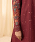 Women's Unstitched Embroidered Cross Hatch Red 3 Piece Suit